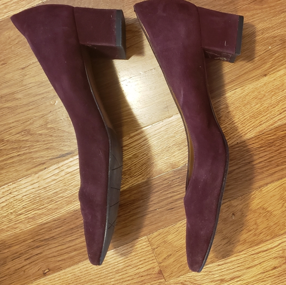Aquatalia Burgundy Suede Block Heel - Picture 4 of 5